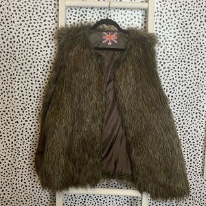 Faux Fur Miss London Brown Vest Plus Size 3X